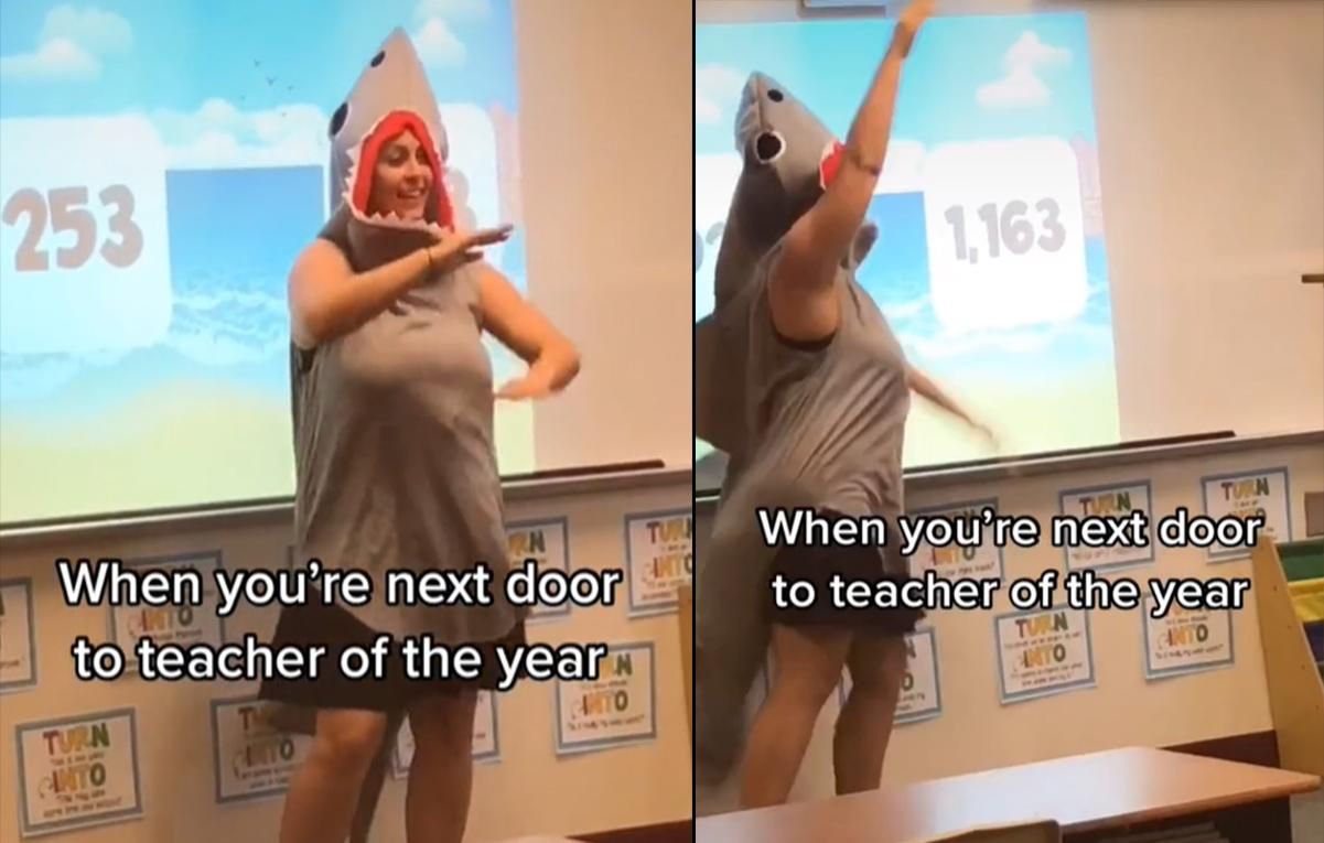Вчителька провела онлайн-урок для учнів у костюмі акули: кумедне відео