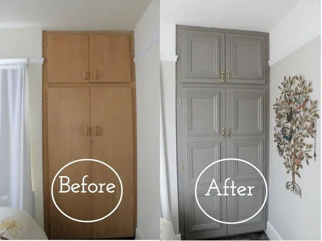 До и после реставрации шкафа 