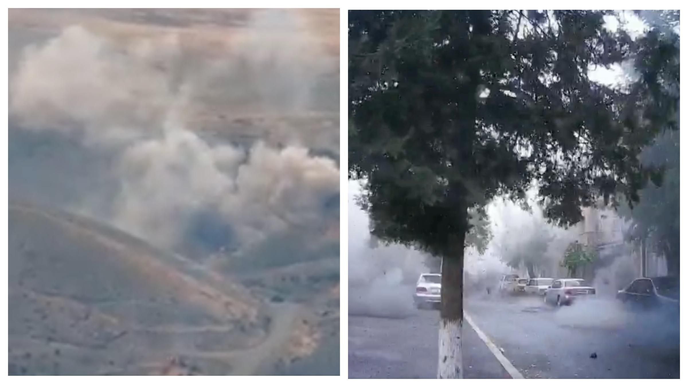 Видео боев за Нагорный Карабах 04.10: обстрелы городов и танки в огне