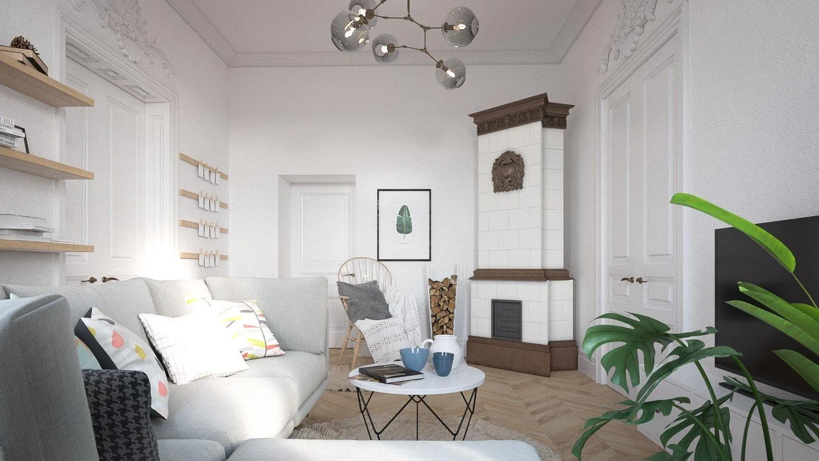 Основним акцентом в інтер'єрі є відреставрована пічка Основним акцентом в інтер'єрі є відреставрована пічка