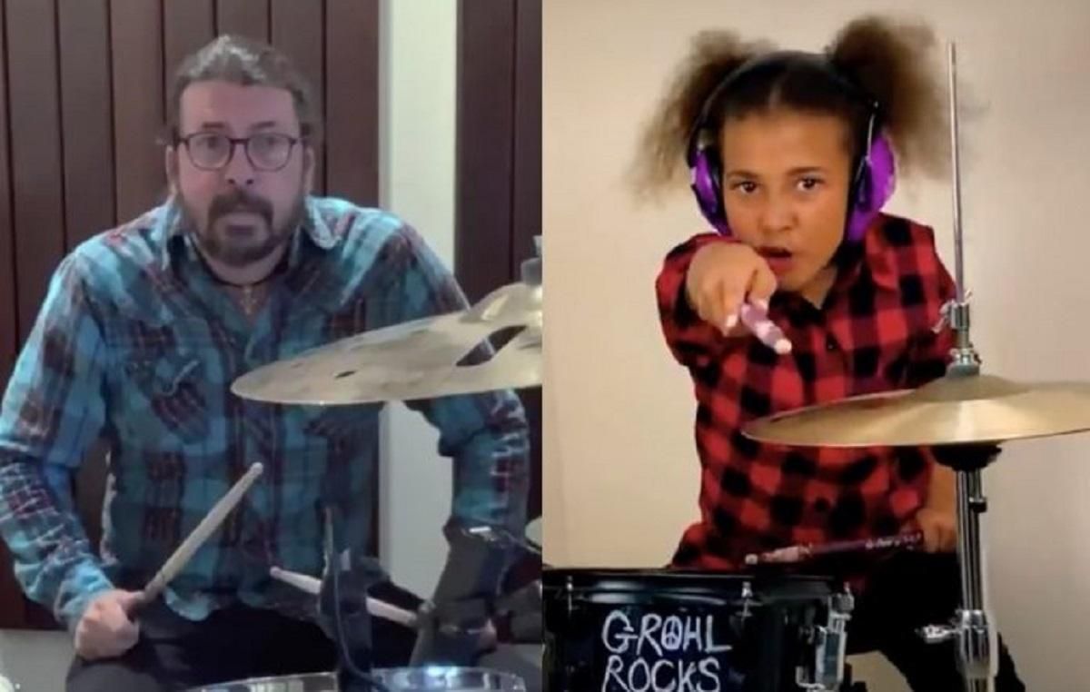 Десятилетняя девочка устраивает барабанные поединки с лидером Foo Fighters: видео покоряют сеть
