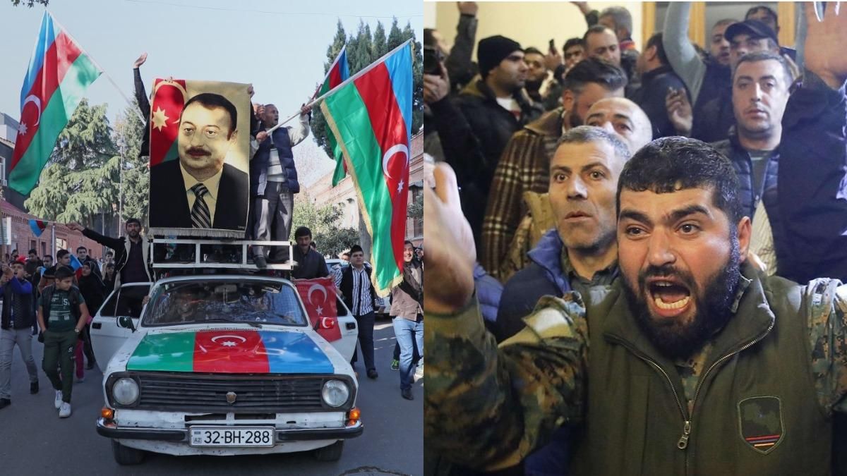 Конфликт в Нагорном Карабахе Азербайджан празднует Армения протестует