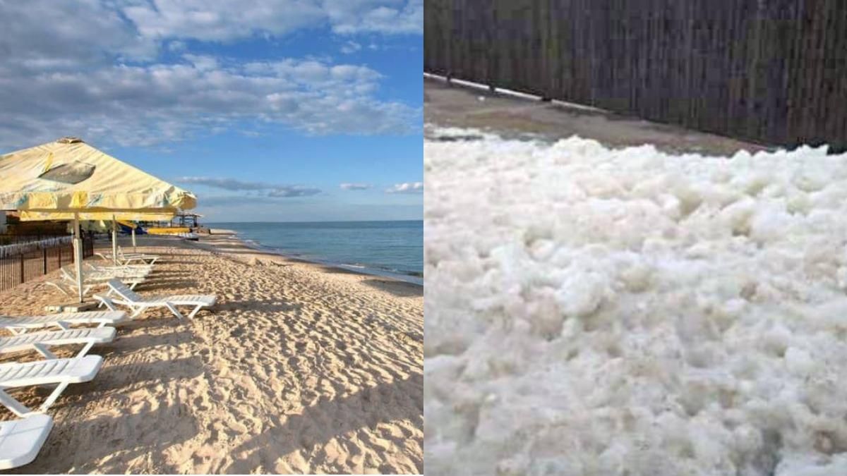 Узбережжя Кирилівки покрилось аномально густою піною Узбережжя Кирилівки покрилось аномально густою піною