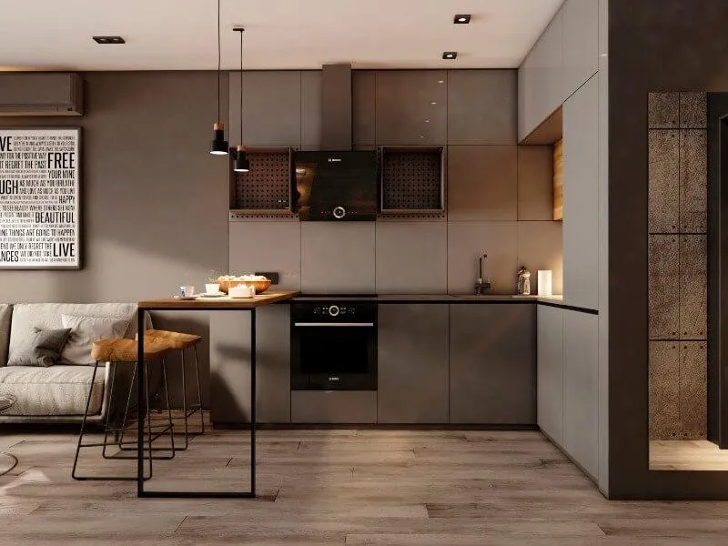 Однокімнатну квартиру можна оформити у відтінках коричневого