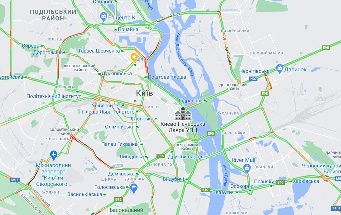 Затори у Києві 5 січня 2021 / Скриншот Затори у Києві 5 січня 2021 / Скриншот