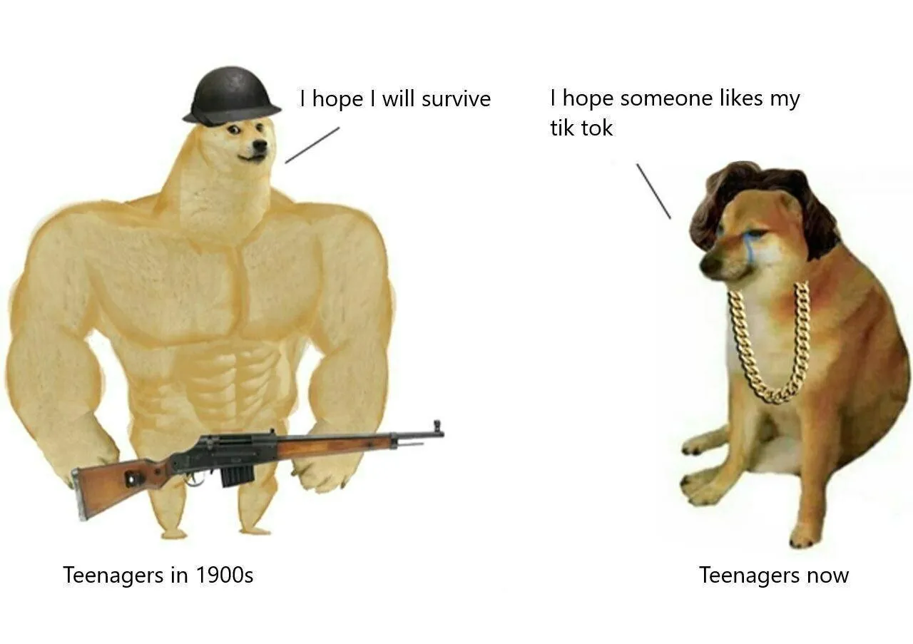 мем Swole Doge vs. Cheems