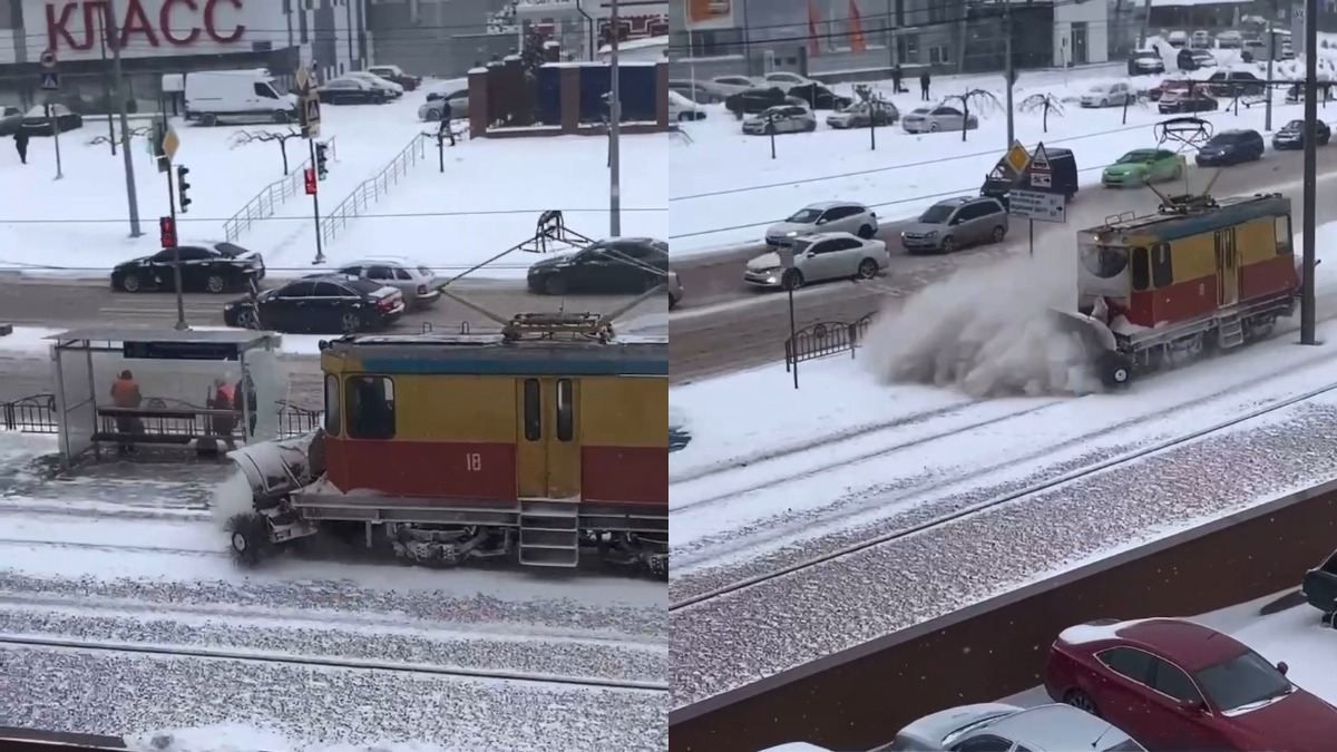В Харькове снегоочистительная техника разгромила остановку: видео