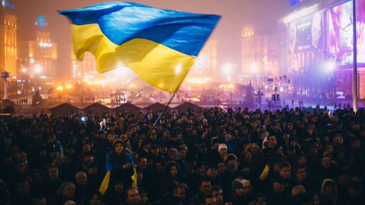 Українці з прапорами
