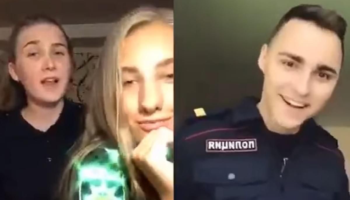 Українські курсантки зняли відео з російським поліцейським для тіктоку