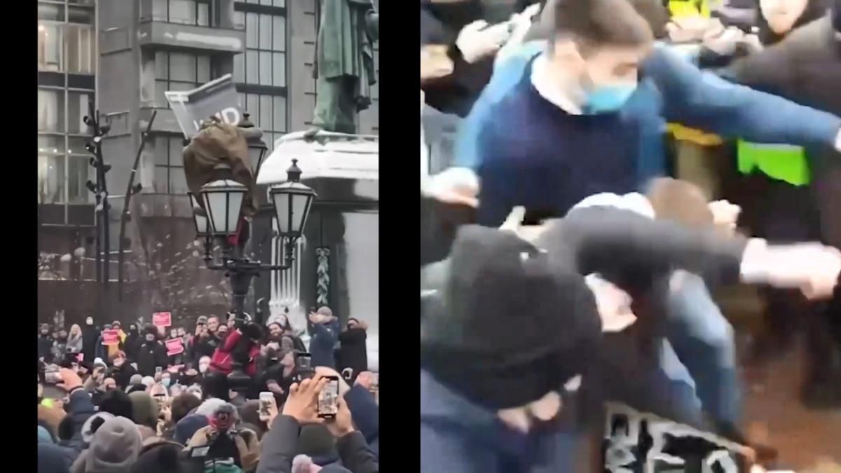 Чоловіка, який протестував проти Навального, побили: відео
