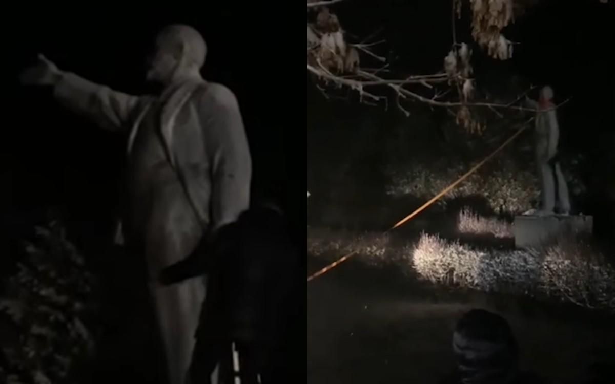 Знесення останнього в Україні Леніна: відео Знесення останнього в Україні Леніна: відео