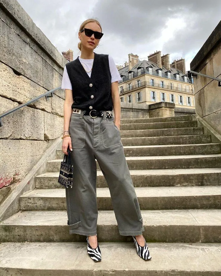 Приклади стилізування широких штанів Приклади стилізування широких штанів