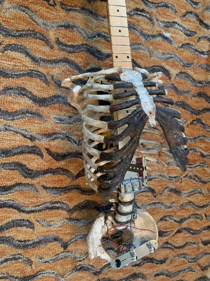 Чоловік змайстрував гітару з кісток свого померлого дядька і вона грає Чоловік змайстрував гітару з кісток свого померлого дядька і вона грає