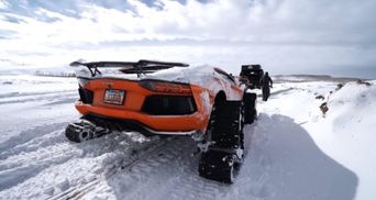 Спорткары на снегу: из Lamborghini сделали танк на гусеницах – видео