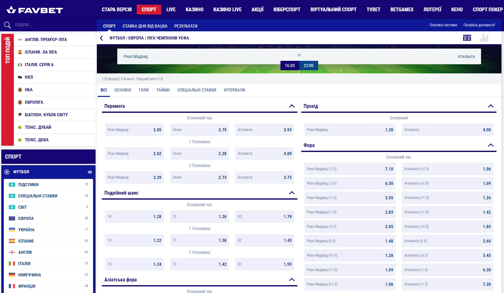 Реал - Аталанта, прогноз Реал - Аталанта, прогноз