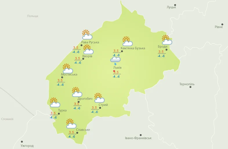 Прогноз на 20 березня на Львівщині Прогноз на 20 березня на Львівщині