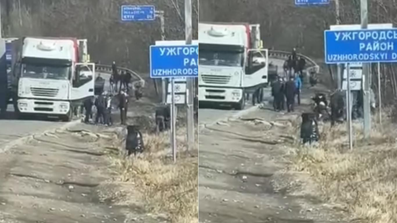 Далекобійники побились біля Ужгорода через корупцію: відео