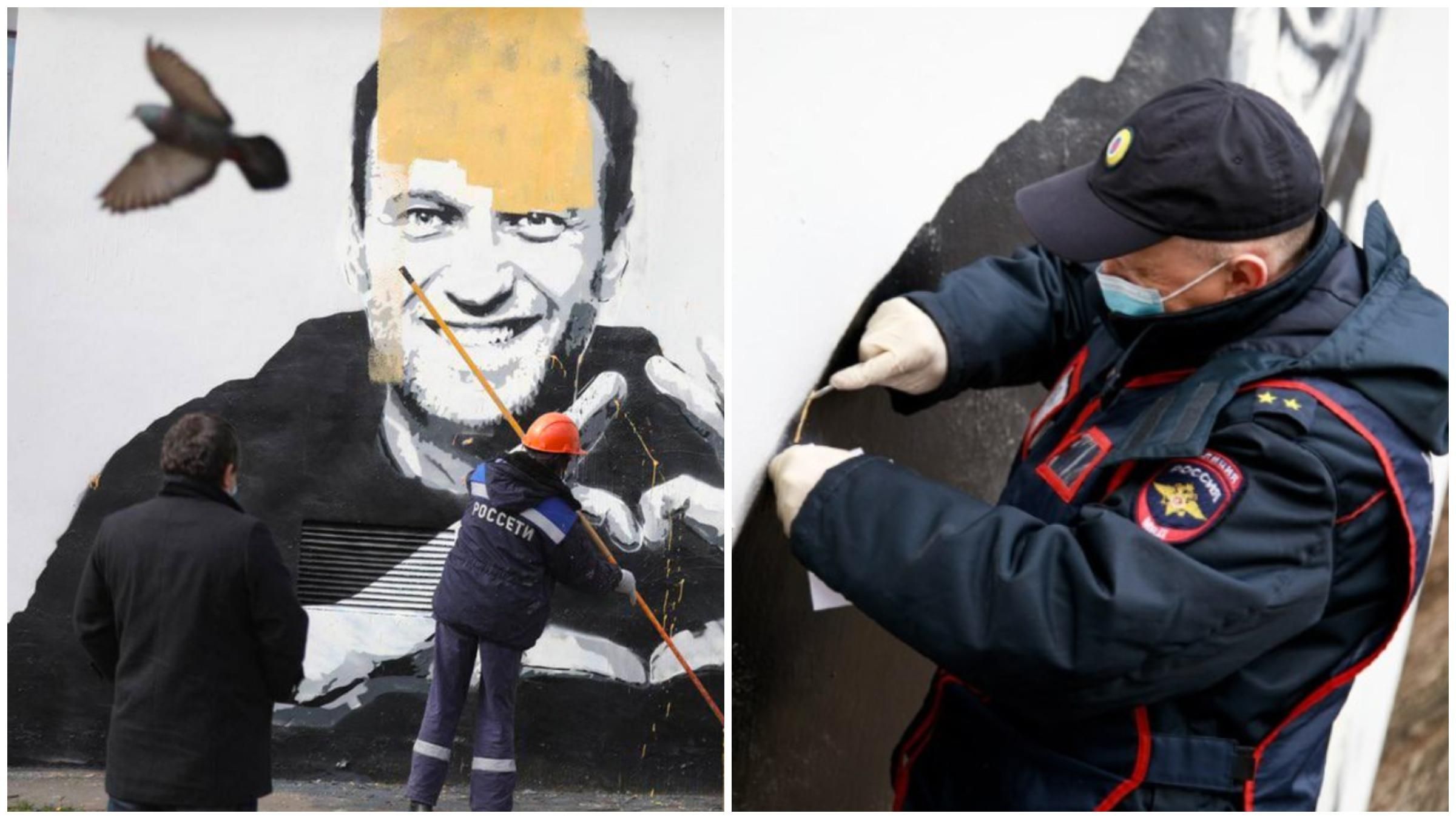 У Росії з'явилося графіті з Навальним: його замалювали – фото