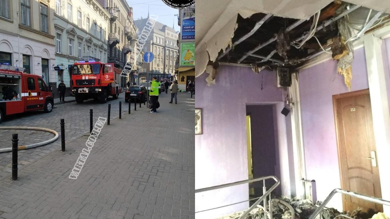 Во Львове загорелся отель: фото и видео пожара на улице Коперника