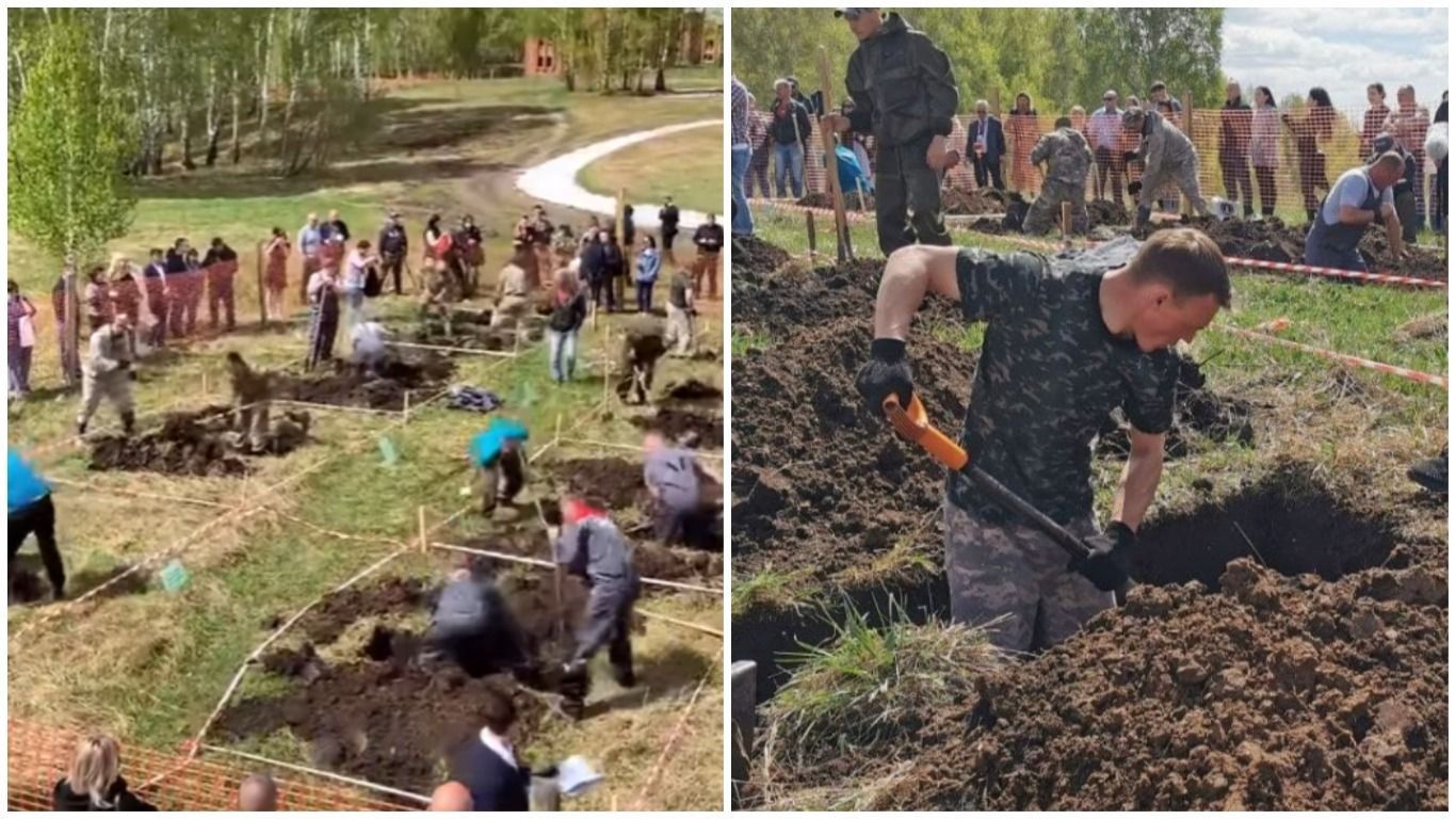 В России провели чемпионат по скоростному копания могил: видео