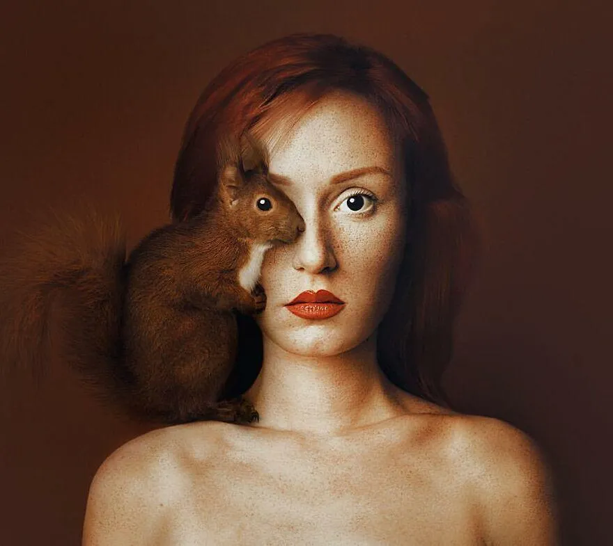 Портрети з очами тварин: неймовірна фотосесія від угорської художниці