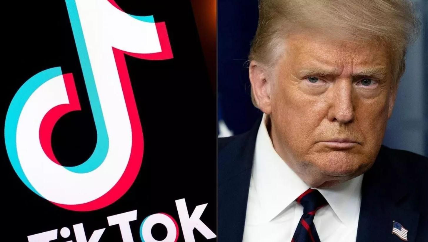 Дональд Трамп и логотип TikTok Дональд Трамп и логотип TikTok