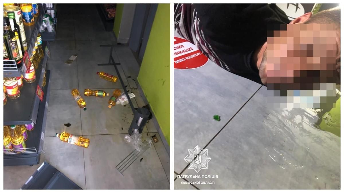 Во Львове мужчина разгромил 5 автомобилей и супермаркет Во Львове мужчина разгромил 5 автомобилей и супермаркет