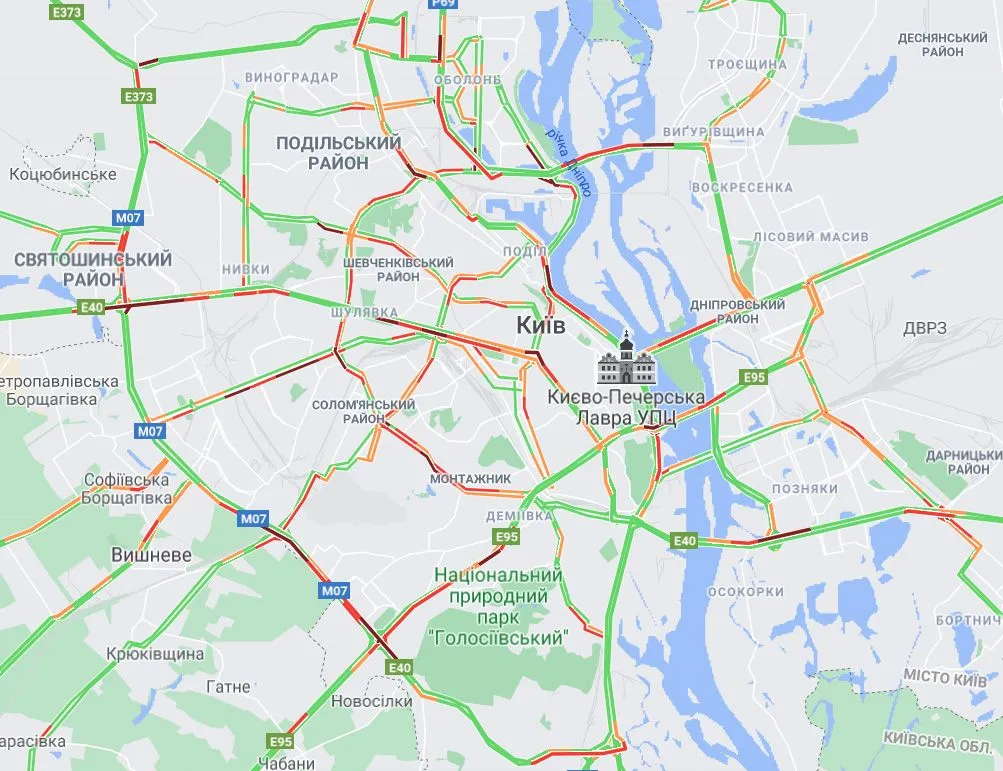 онлайн карта заторів в Києві 4 червня