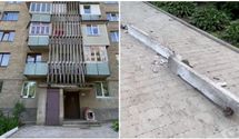 Едва не травмировала женщину: в Черновцах с многоэтажки упала бетонная балка – видео