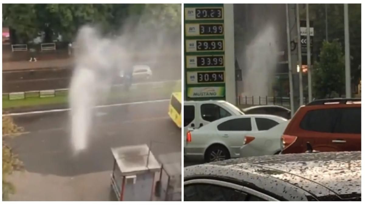 В центре Львова из-под земли вырвался мощный гейзер - видео В центре Львова из-под земли вырвался мощный гейзер - видео