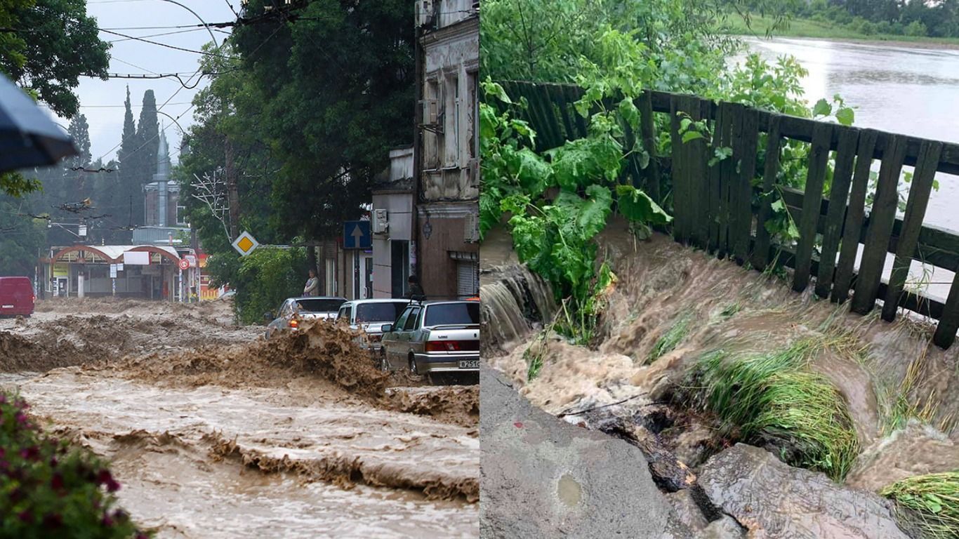 В Ялте половина месячной нормы дождя в Киевской области прорвало дамбы