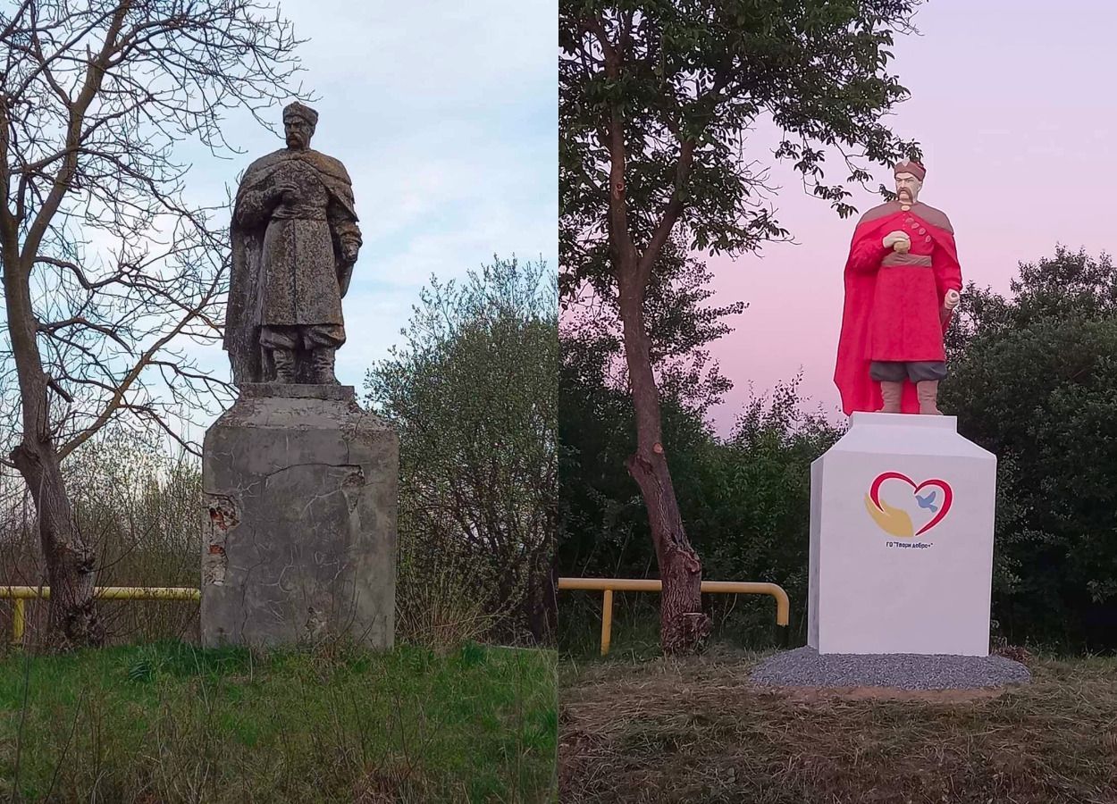Робили, як вміли: на Львівщині незвично розфарбували пам'ятник Хмельницькому – фото