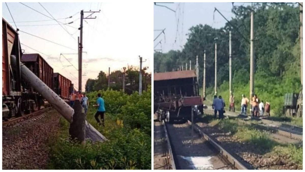 З’явилися фото потяга, який зійшов з рейок під Києвом З’явилися фото потяга, який зійшов з рейок під Києвом