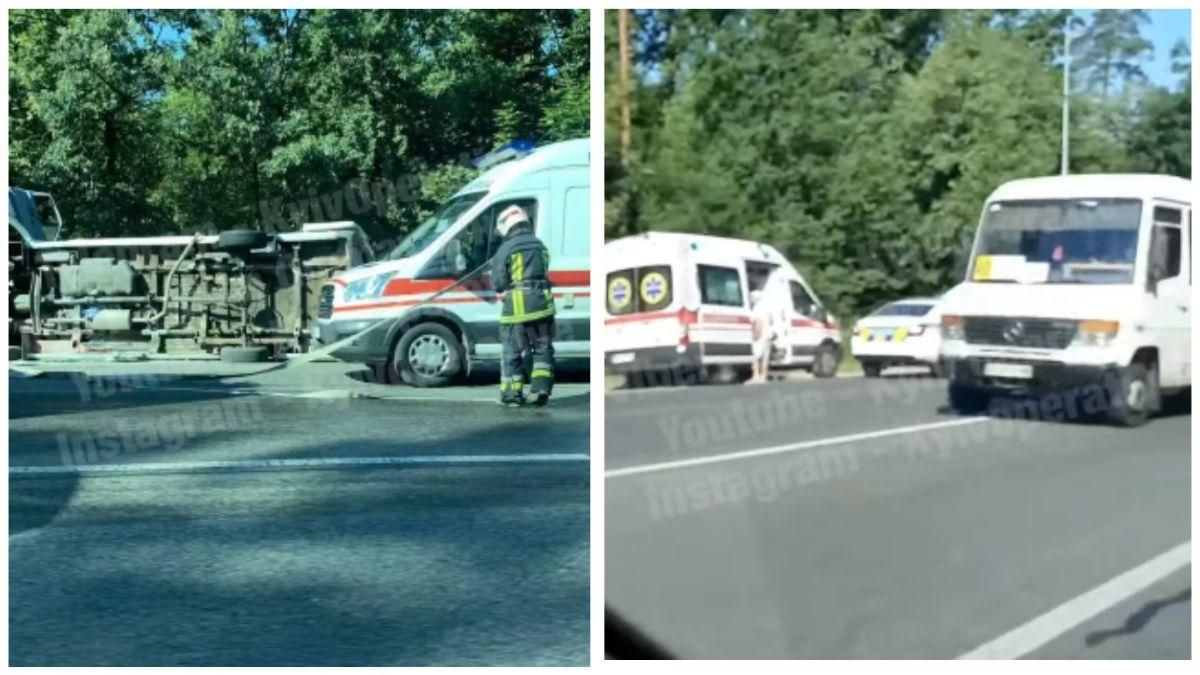 Под Киевом на дороге перевернулась маршрутка с пассажирами: видео Под Киевом на дороге перевернулась маршрутка с пассажирами: видео