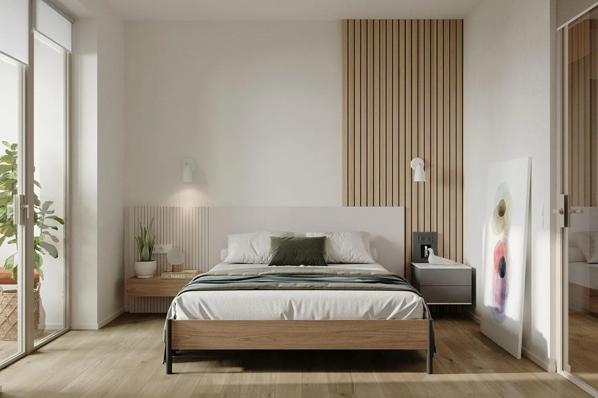 Минималистичная спальня в нежных тонах / Фото Home Designing