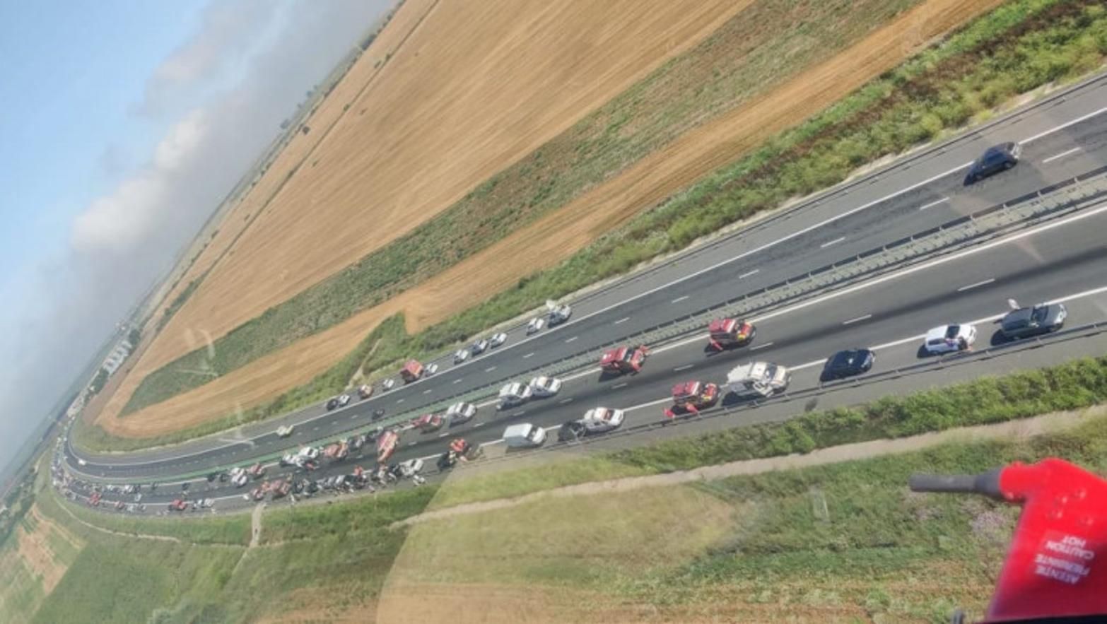 Серия ДТП на румынском трассе 16 июля 2021: столкнулись 55 авто