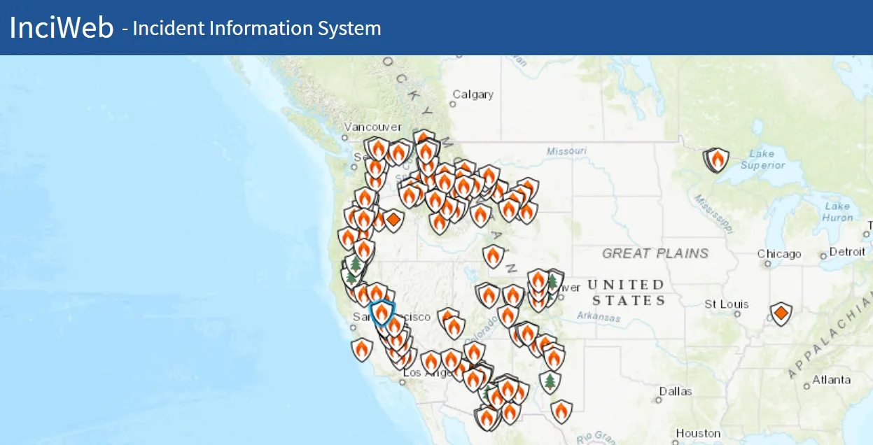Пожежі на Заході США Пожежі на Заході США
