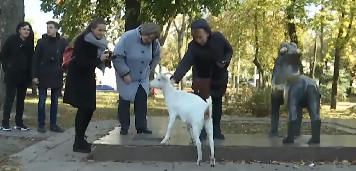 Козы у статуи Вололия Козы у статуи Вололия