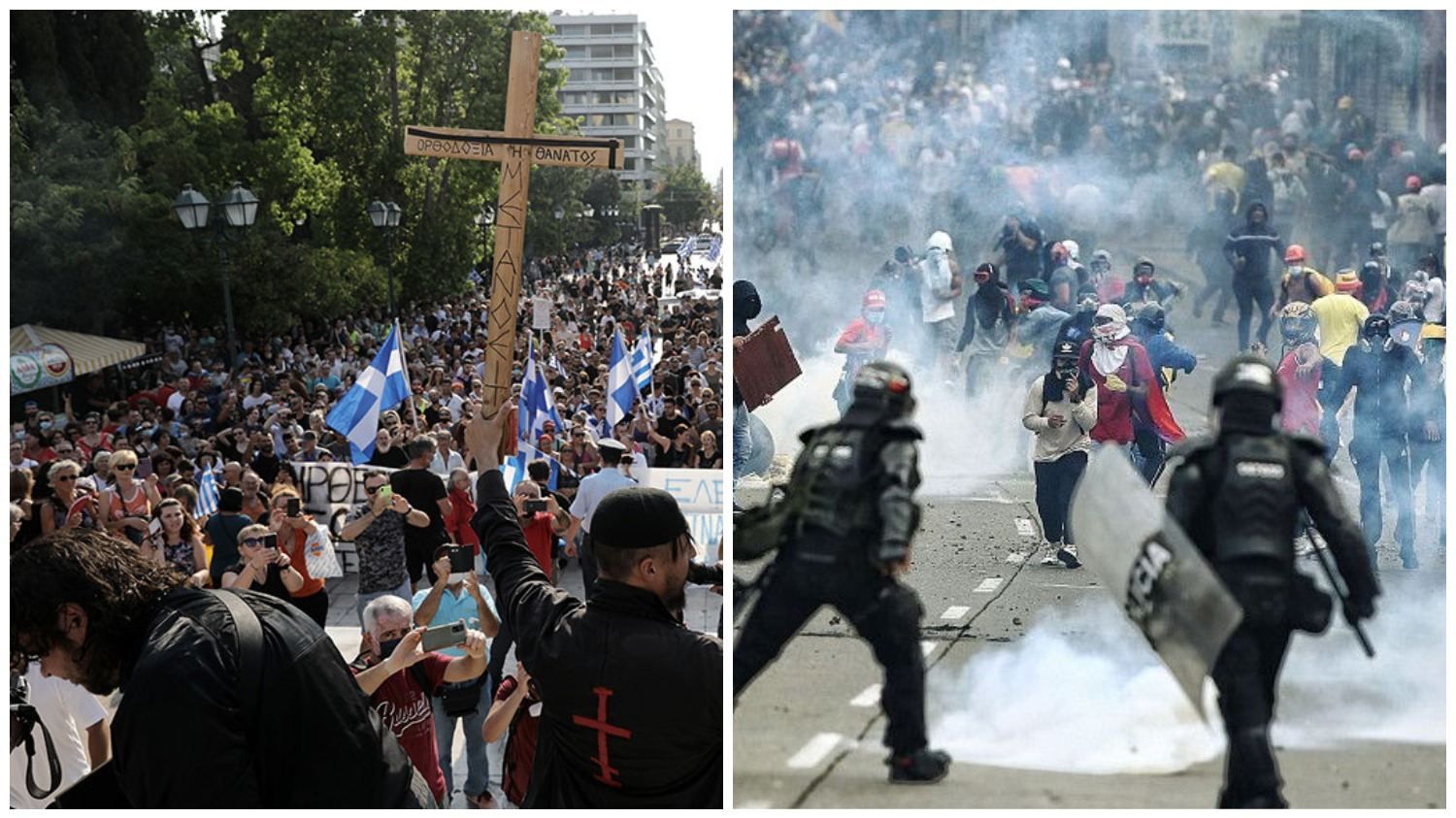 В мире не утихают протесты из-за COVID-19 и вакцинации В мире не утихают протесты из-за COVID-19 и вакцинации