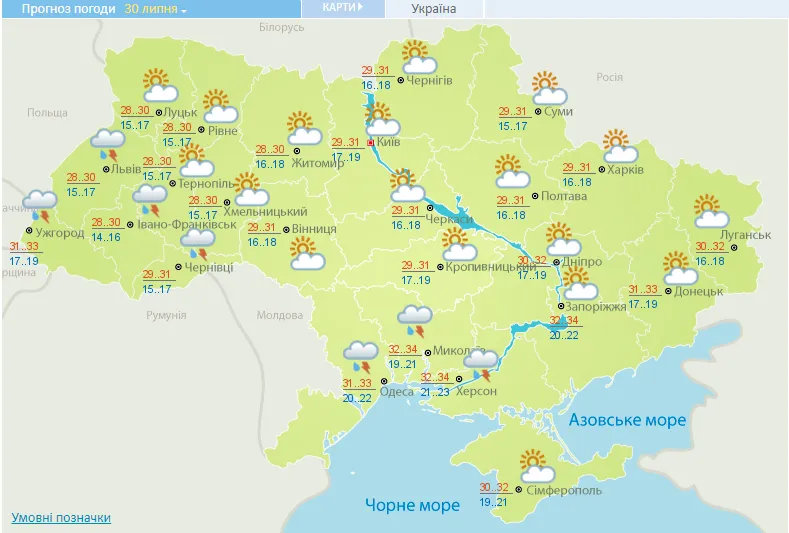 Прогноз на 30 липня