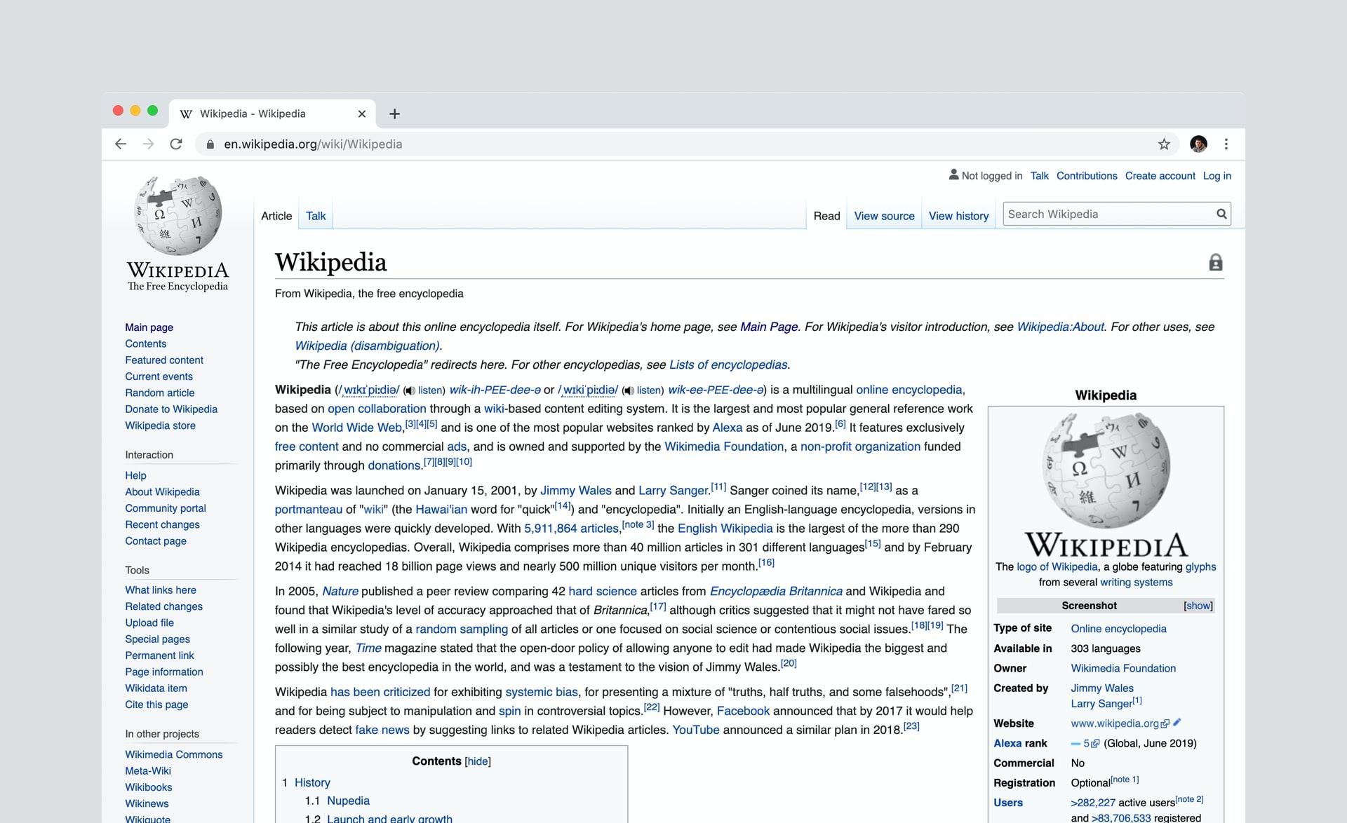 В работе интернет-энциклопедии Wikipedia произошел сбой