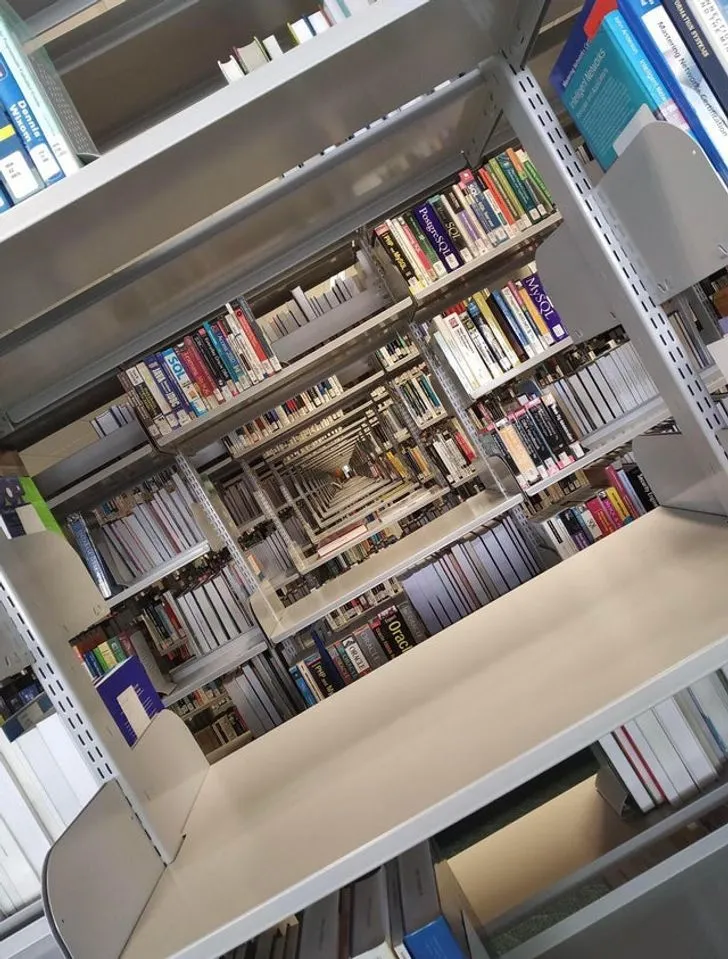 Полки в библиотеке похожи на бесконечный тоннель