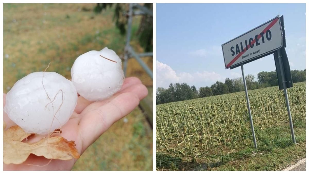 В Італії величезний град побив сотні автівок: фото, відео В Італії величезний град побив сотні автівок: фото, відео