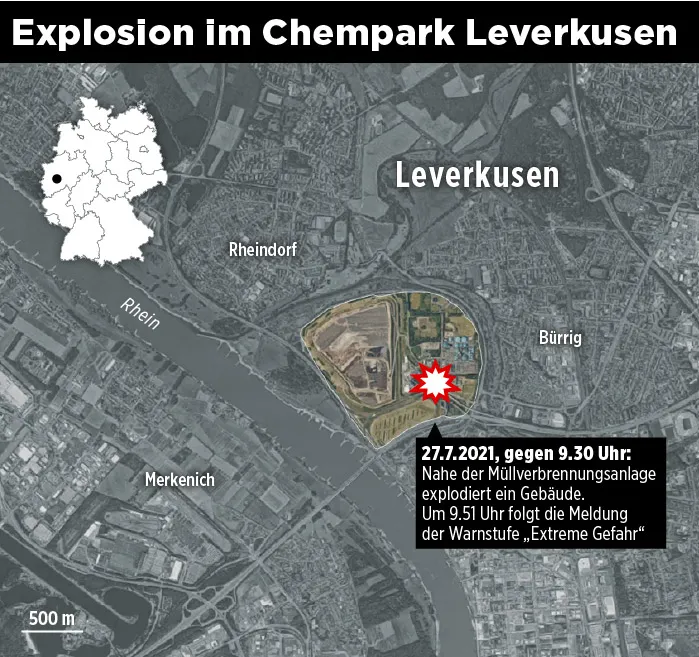 Місце вибуху в Леверкузені