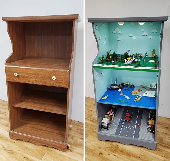Старый шкаф стала лего-домиком для детей