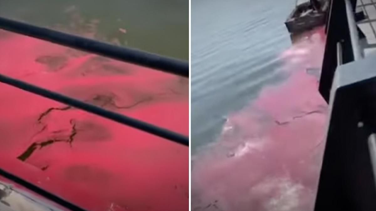 У Маріуполі в Азовське море вилили небезпечну фарбу: відео