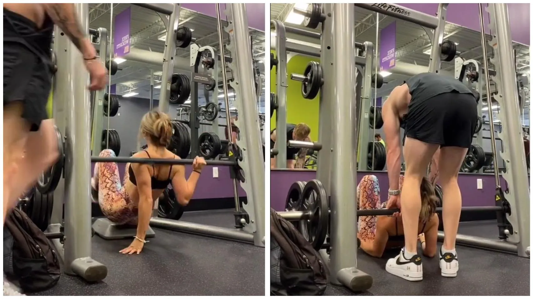 Хлопець допоміг дівчині у спортзалі / Хлопець допоміг дівчині у спортзалі /