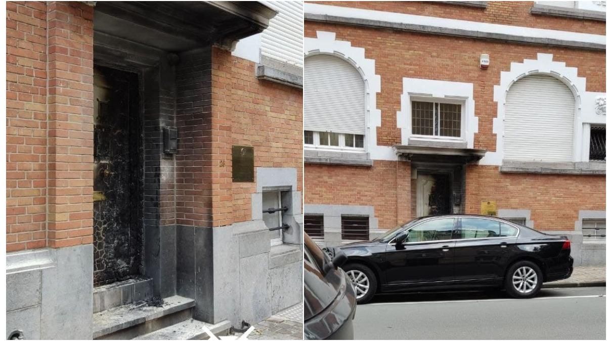Горели двери посольства Беларуси в Брюсселе 8 августа 2021: фото