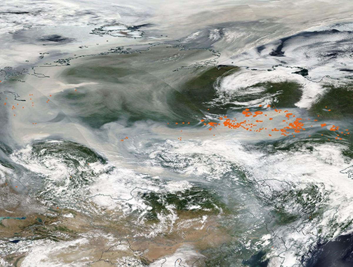 Дым от лесных пожаров в Якутии достиг Северного полюса: видео