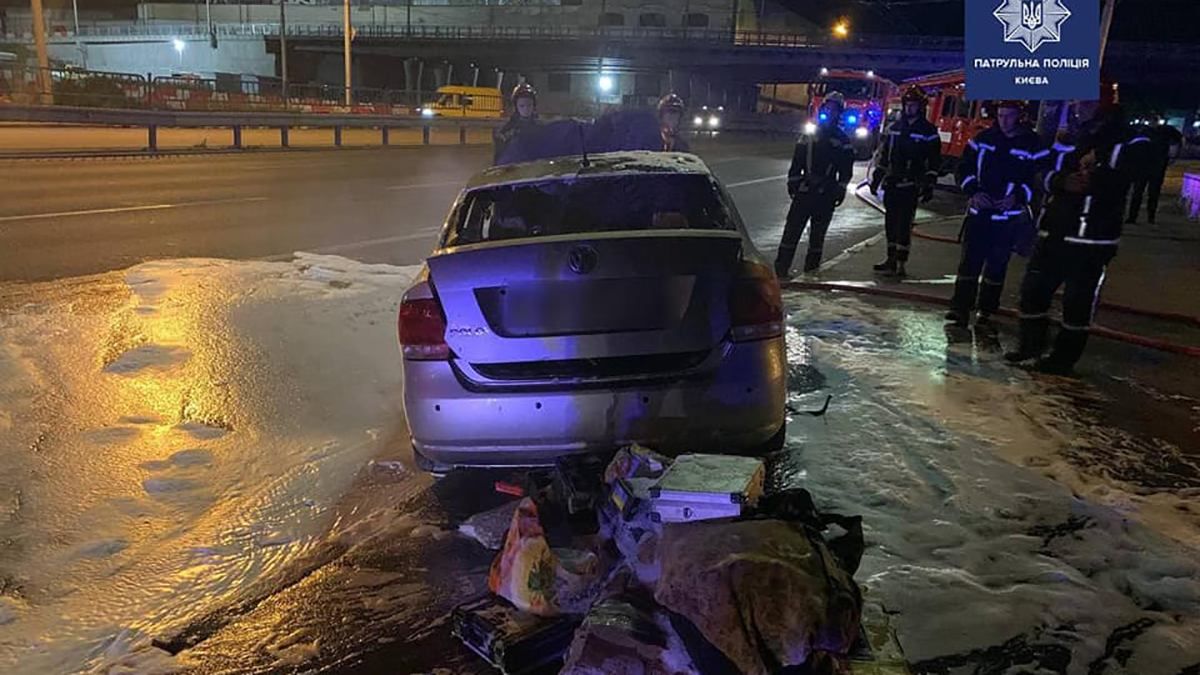 Киянин втікав із місця аварії на авто, яке загорілося в Киянин втікав із місця аварії на авто, яке загорілося в